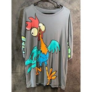 Disney Moana Hei-Hei Chicken Character Casual Short Sleeve T-Shirt Gray Size LG